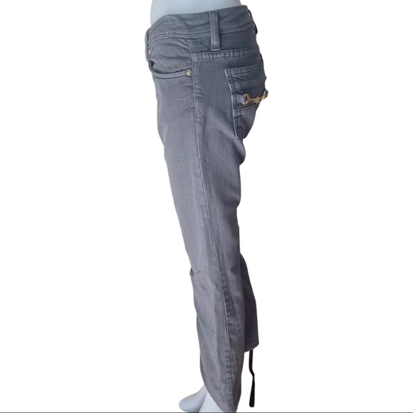 JUICY COUTURE Vintage Ultra Low Rise The Miller Fit Jeans Ankle Grey Horse Bit - Picture 15 of 16